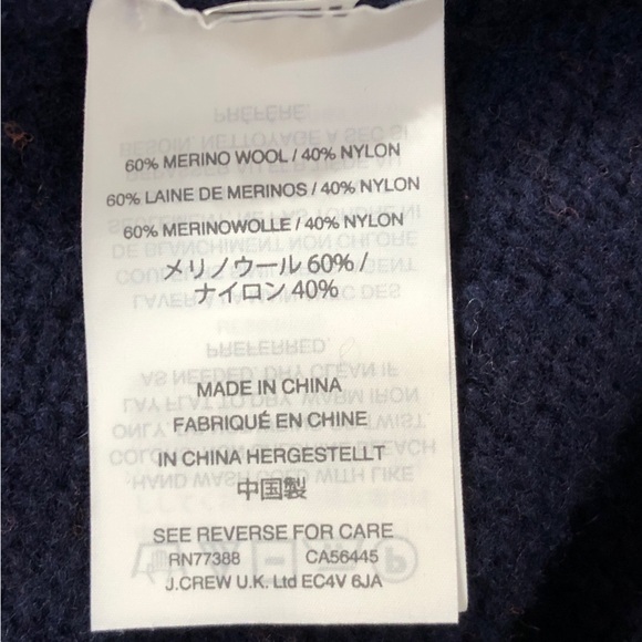 J. CREW - Merino Wool Navy Blue & Orange Fair Isle Crew Neck Sweater - Size XS - Picture 4 of 6